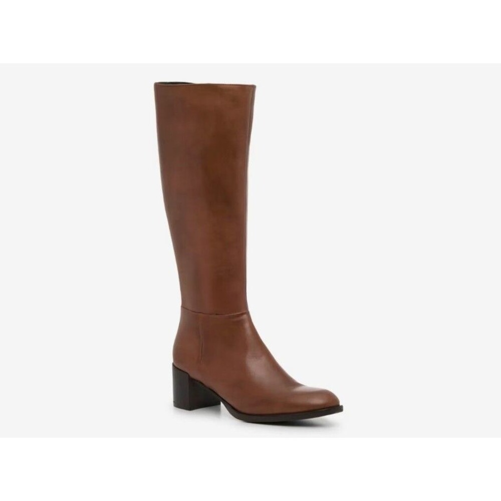 Coach and Four Brown Leather LUCCA Women's Boots 11 NEW Block Heel Made In Italy